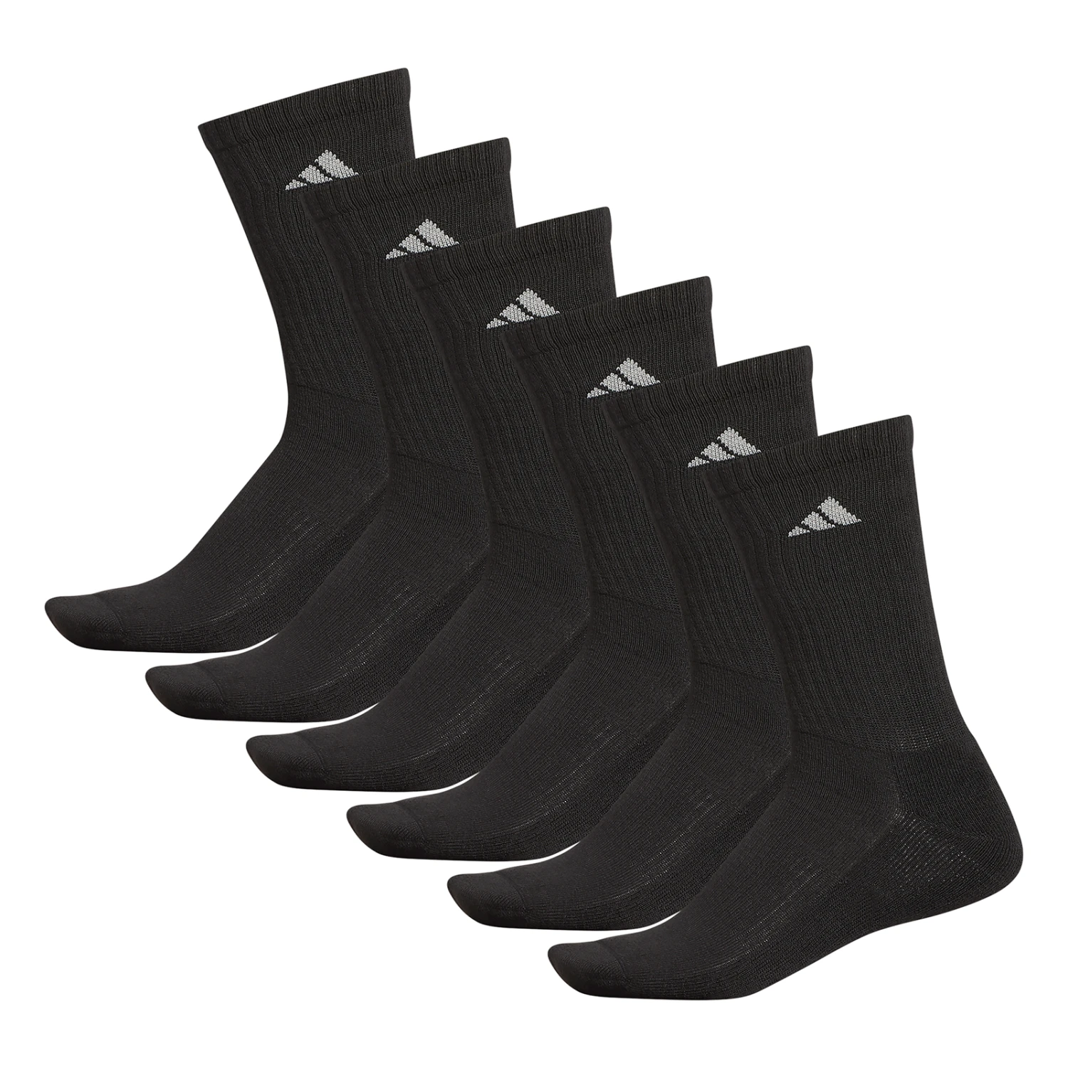 Adidas Athletic 6pk Men’s Black Crew Socks 2 Adidas Athletic 6pk Men’s Black Crew Socks - Image 2