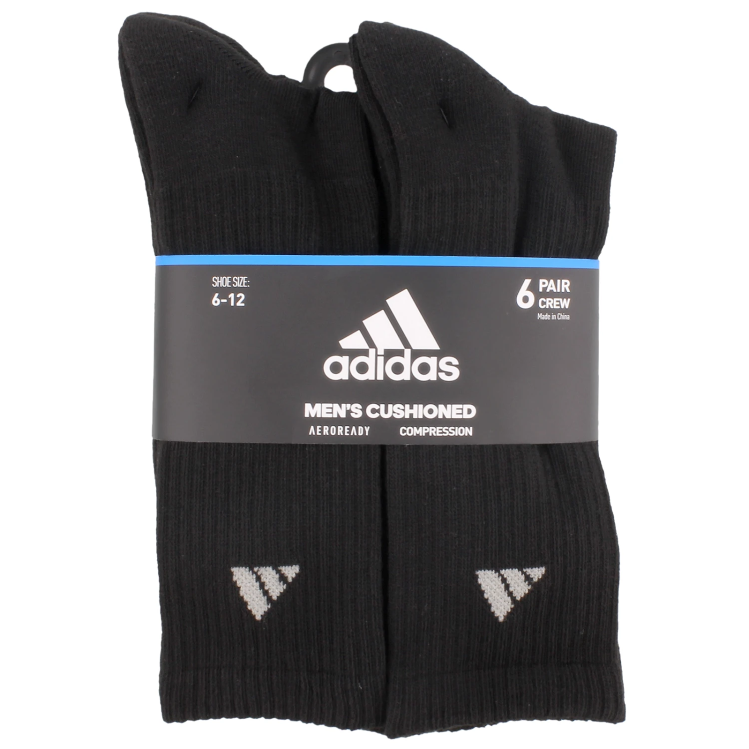 Adidas Athletic 6pk Men’s Black Crew Socks 3 Adidas Athletic 6pk Men’s Black Crew Socks - Image 3