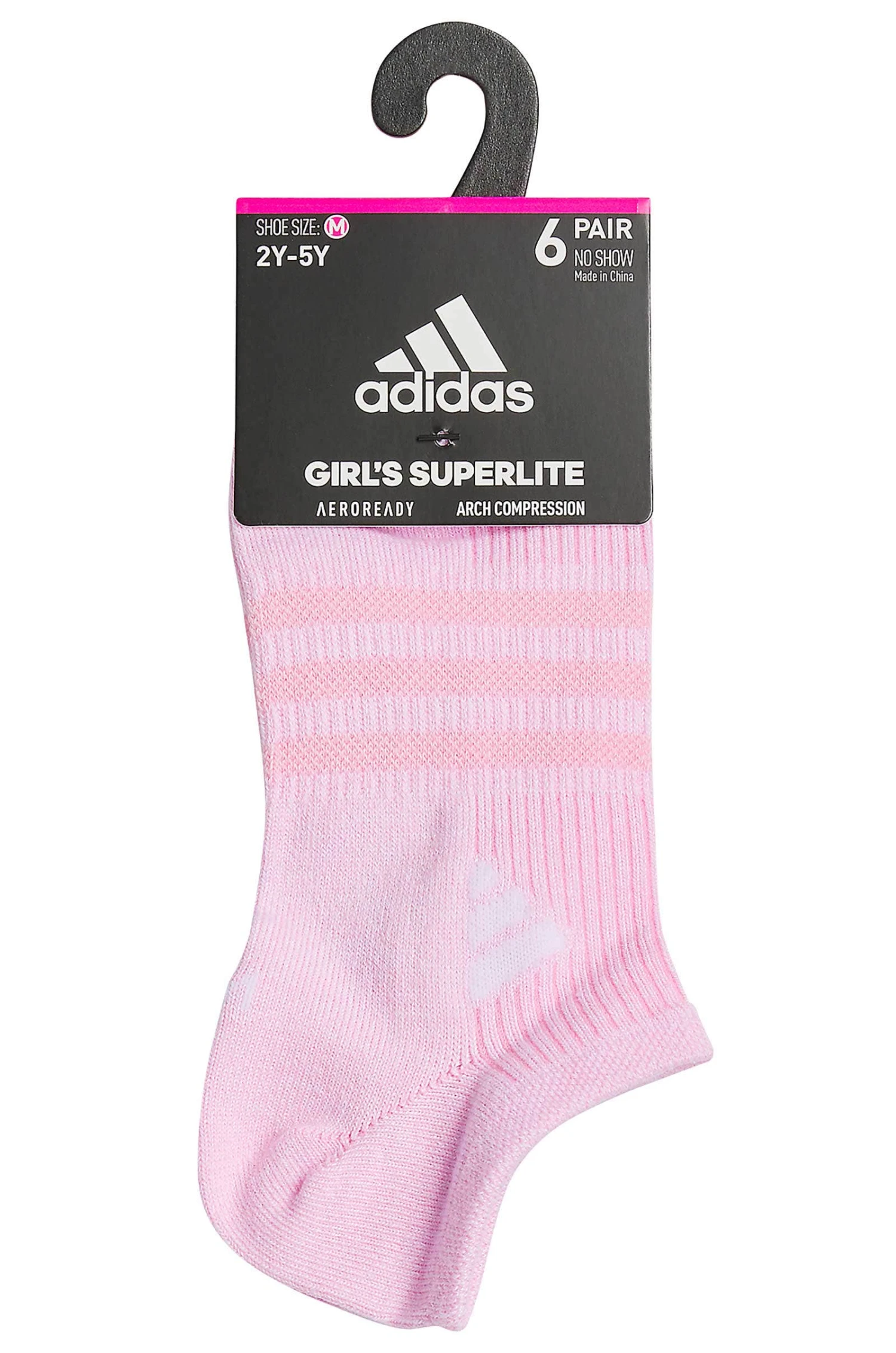 Adidas Superlite 6PK Youth Girls' No Show Socks 2 Adidas Superlite 6PK Youth Girls' No Show Socks - Image 2
