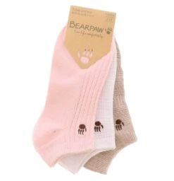 Bearpaw 3-Pack Cotton Blend Vertical Texture Women's Low Cut Socks