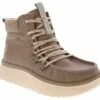 HEYDUDE Wendy Apres Coated Twill Women’s Mid Top Fashion Boot -Shoe Sensation Shop heydude 41990 267 wendyaprescoatedtwill brown01