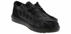 HEYDUDE Wally Funk Waffle Plaid Men's Casual Shoe -Shoe Sensation Shop heydude 42160 006 wallyfunkwaffle black05