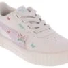 Puma Carina 3.0 Butterfly Youth Girls’ (11-3) Court Sneaker -Shoe Sensation Shop puma 40585401 carina3butterflyps white01