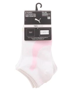 Puma 6PK Girls' No-Show Socks 5 Puma 6PK Girls' No-Show Socks -Shoe Sensation Shop puma p119270 110 pumagirls6 noshow white03