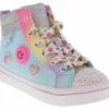 Skechers Twinkle Toes Twi-Lites 2.0 Youth Girls' (11-3) Hi-Top Light Up Sneaker -Shoe Sensation Shop skechers 314383l lbmt twinkletoestwilites2 grey01
