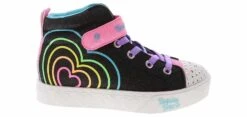 Skechers Twinkle Toes Heart Steps Youth Girls’ (11-3) Light Up Hi-Top Sneaker -Shoe Sensation Shop skechers 314623l bkmt twinkletoesheartsteps black02