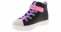 Skechers Twinkle Toes Heart Steps Youth Girls’ (11-3) Light Up Hi-Top Sneaker -Shoe Sensation Shop skechers 314623l bkmt twinkletoesheartsteps black05