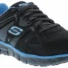 Skechers Suede Synergy Sandlot Women's Wide-Width Alloy Toe Work Shoe -Shoe Sensation Shop skechers synergy sandlot black blue01